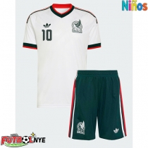 Camiseta México Alexis Vega #10 Visitante Equipación para niños Mundial 2026 manga corta (+ pantalones cortos)